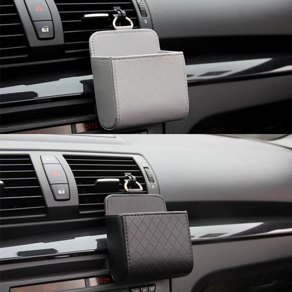 Aufbewahrungstasche für Lüftungsschlitze im Auto, Organizer, Sonnenbrillenhalter, Handy-Münze, Schlüsselkartenetui mit Haken
