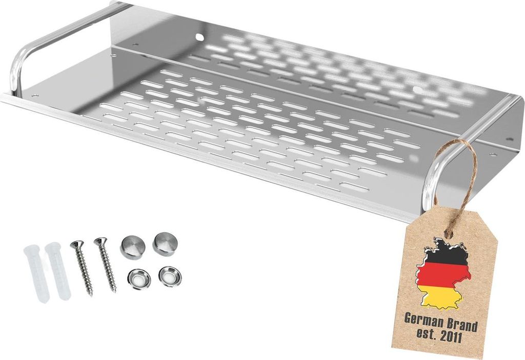 Intirilife Duschablage aus Edelstahl mit 40 x 13 cm - Duschkorb Duschregal Badregal mit praktischen Ablaufrinnen zum Bohren für Bad und Küche