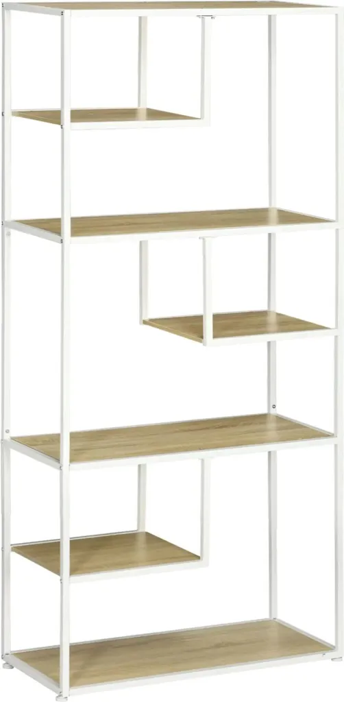 Bibliothèque Minimaliste Moderne 180 cm de Haut en Mélaminé Chêne