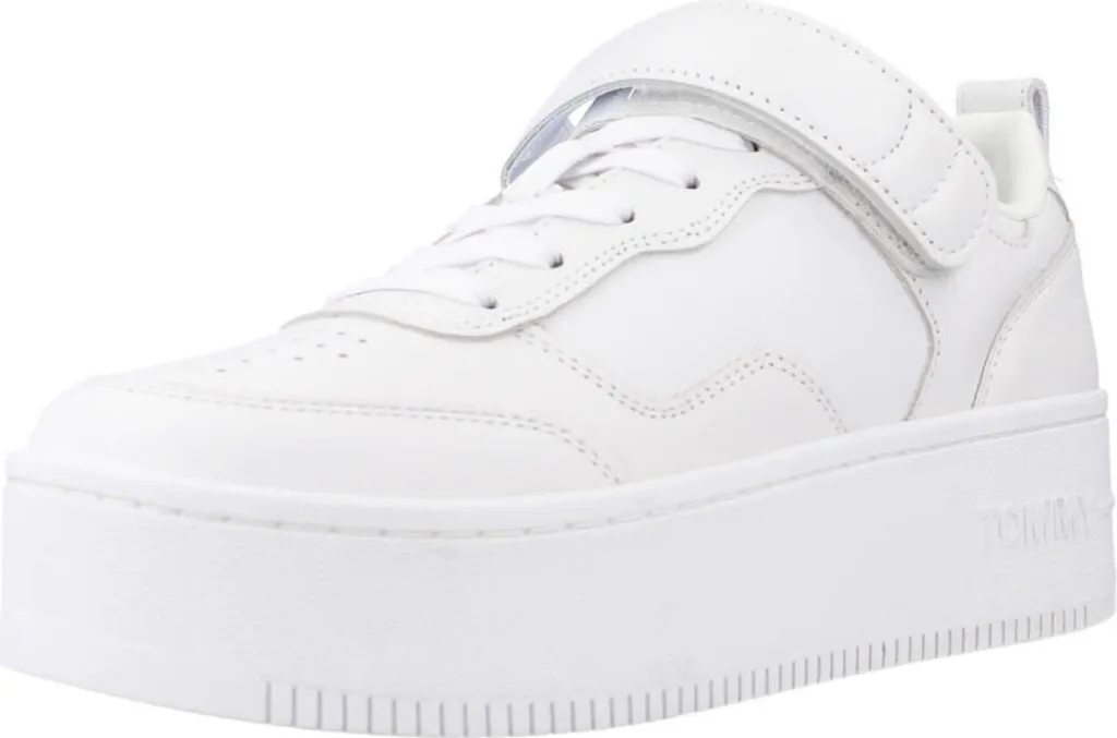 Sneakers Tommy Jeans Flatform Blanches Fermeture Velcro Pratique Femme