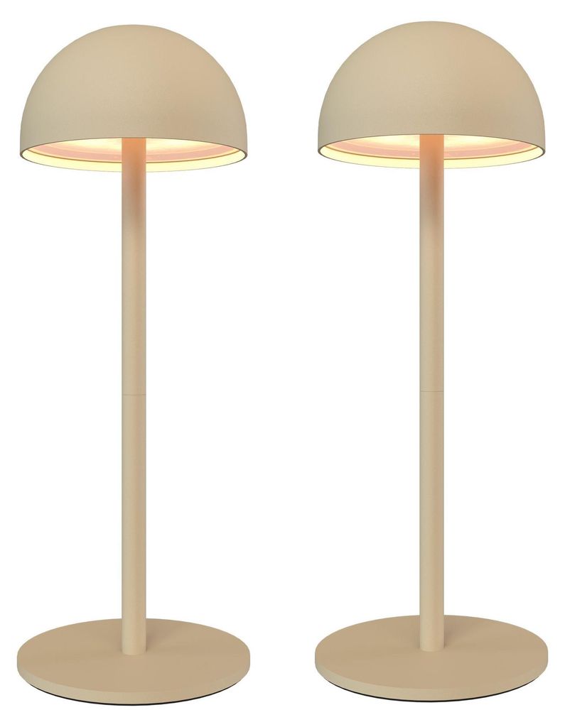 Ledvion 2x Wiederaufladbare LED Tischleuchte Beige Dimmbar Produktbild 