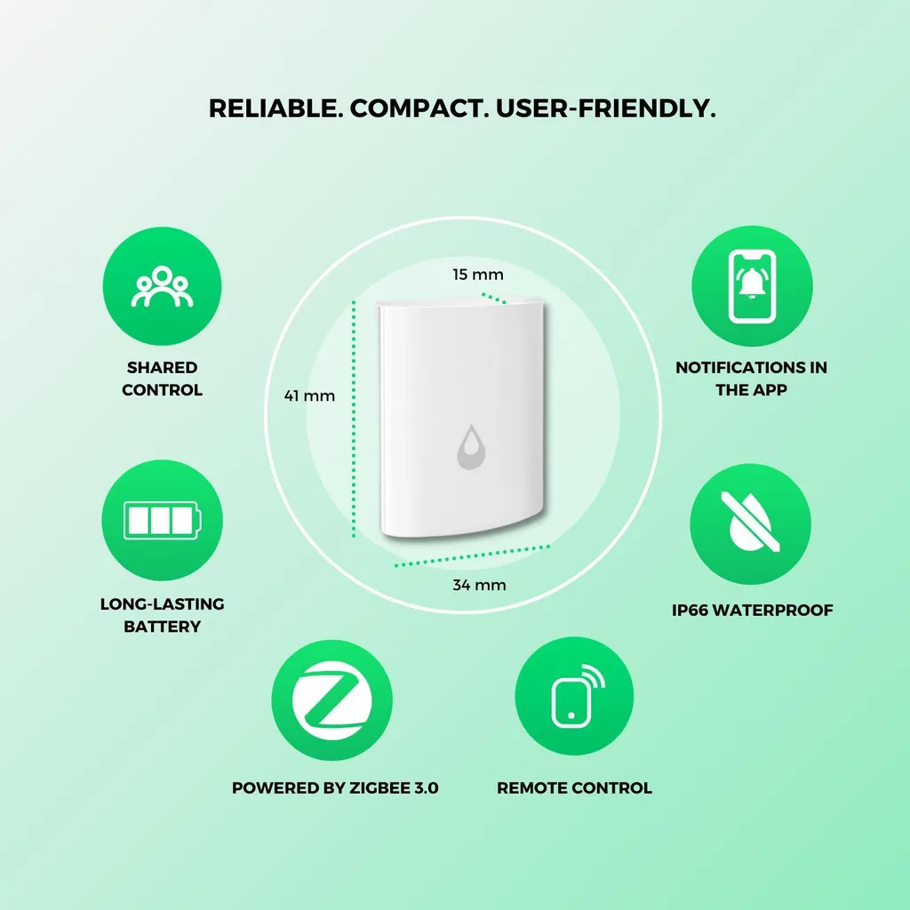 Nous E4 Zigbee Capteur de fuite d'eau intelligent haute précision blanc - 6