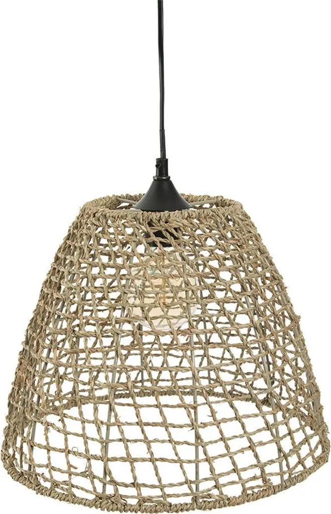 Suspension Raissa en Fibres Naturelles - Abat-jour Rotin Style Exotique