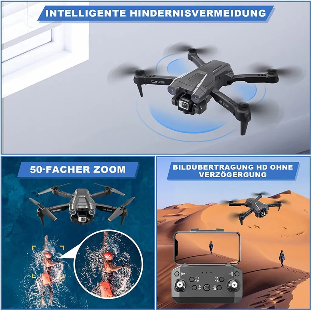 Quadrocoptère Télécommandé 4K Noir - Drone Débutant avec 2 Batteries RC