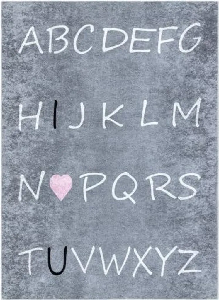 Tapis enfant Alphabet Junior gris 120x170 cm : fini le sol froid et dur