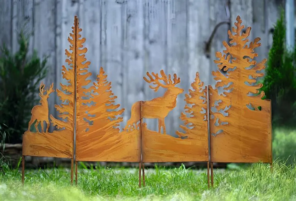 Décoration jardin durable Cerfs métal rouillé 120 cm anti-décoloration