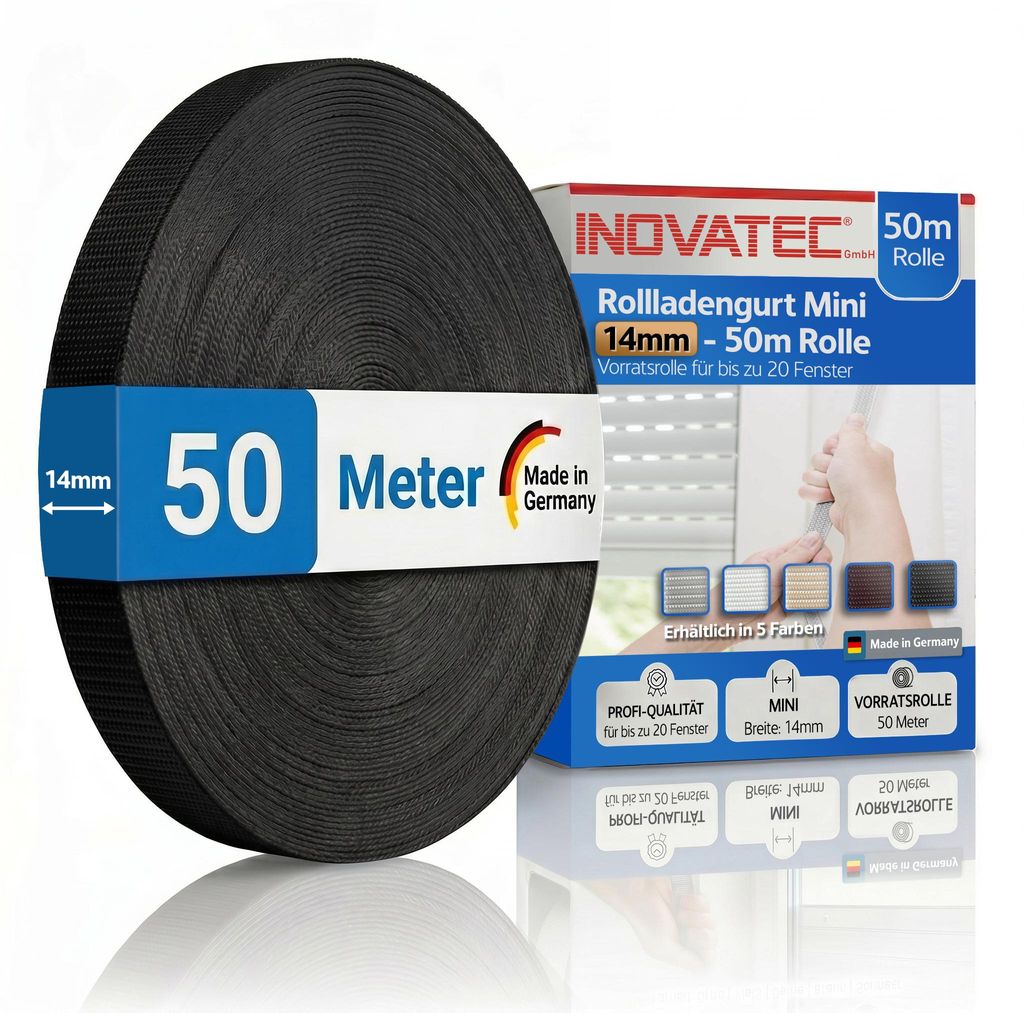 INOVATEC 50 m Rollladen Gurtband Mini 14 mm schwarz Produktbild 