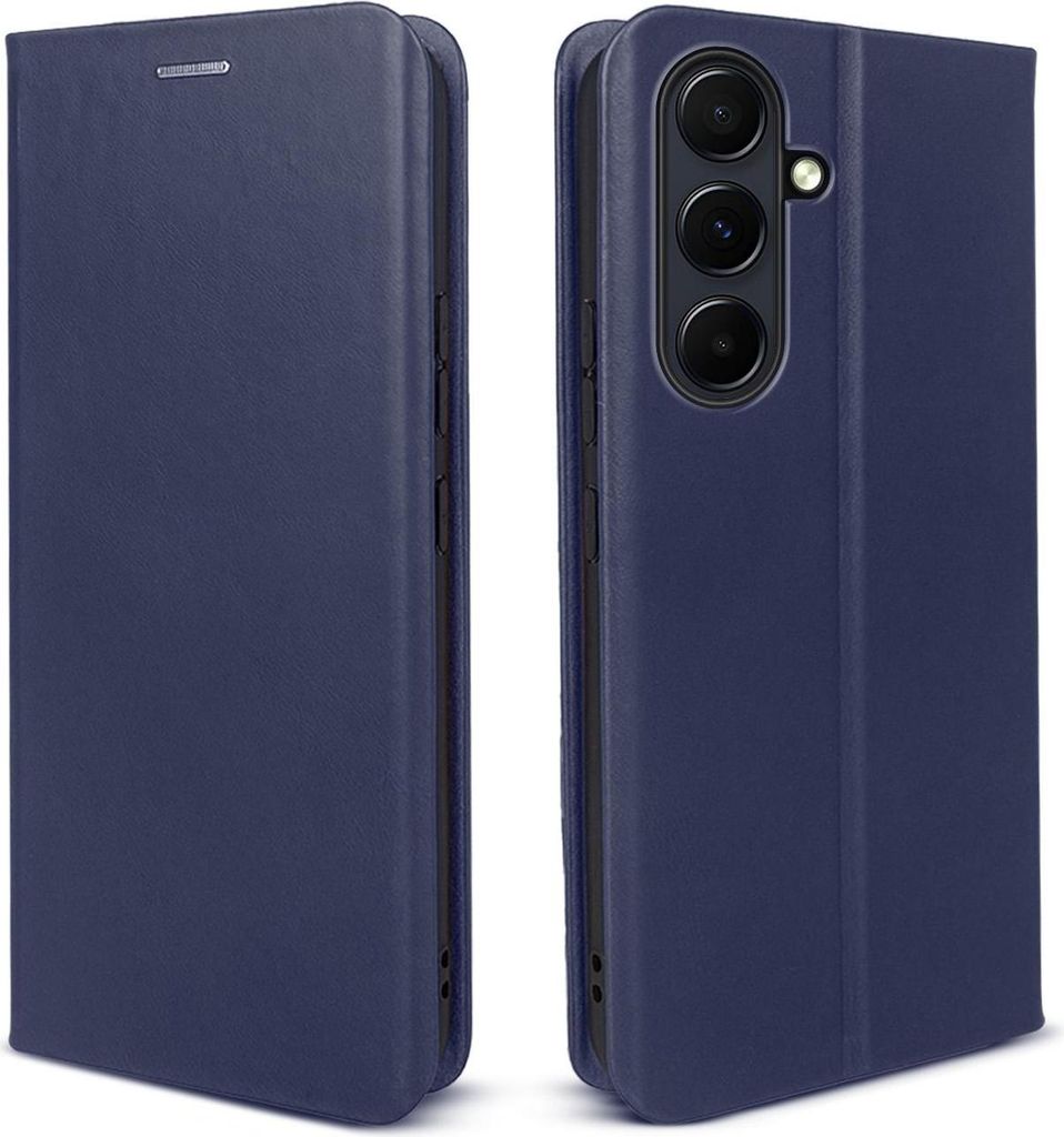 Handyhülle für Samsung Galaxy S24 FE Echtleder Flip Cover Hülle Case Kartenfach RFID Schutz Farbe: Blau