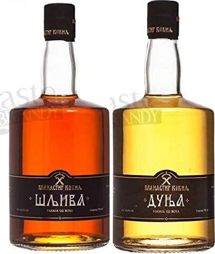 Edelbrand Rakija Kloster Manastir Kovilj aus Serbien Pflaumenbrand Quittenbrand  2 x 0,7 l