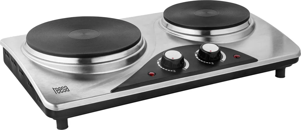 Réchaud Électrique Double Foyer 2500W Teesa en Inox pour la Cuisine