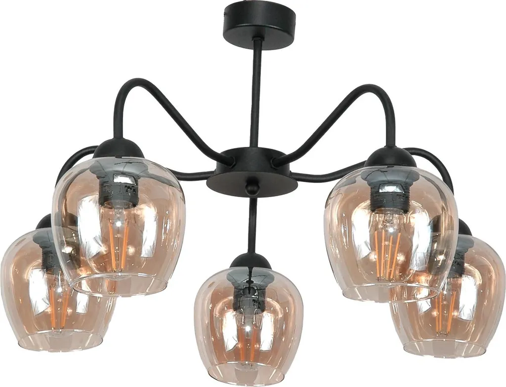 Lampadario Sospensione 15-220 Indi Grey Vetro Grafite Nero E27