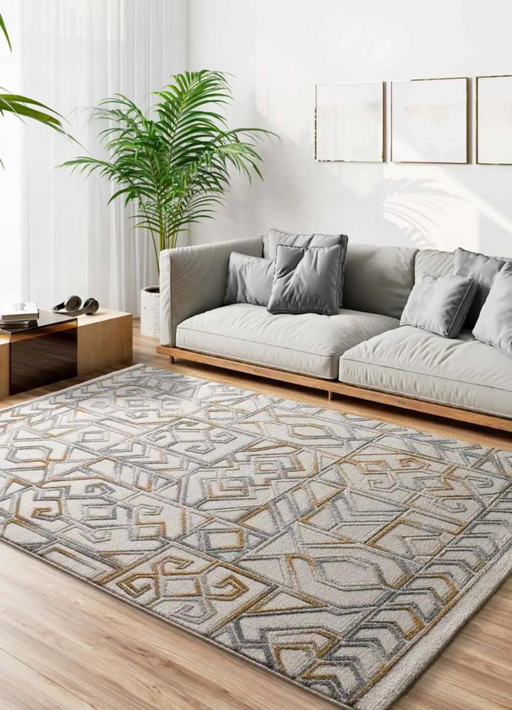 ATTICGO Kurzflorteppich AMARA Ethnisch mit relief in Creme/Mehrfarbig, 133x190 cm