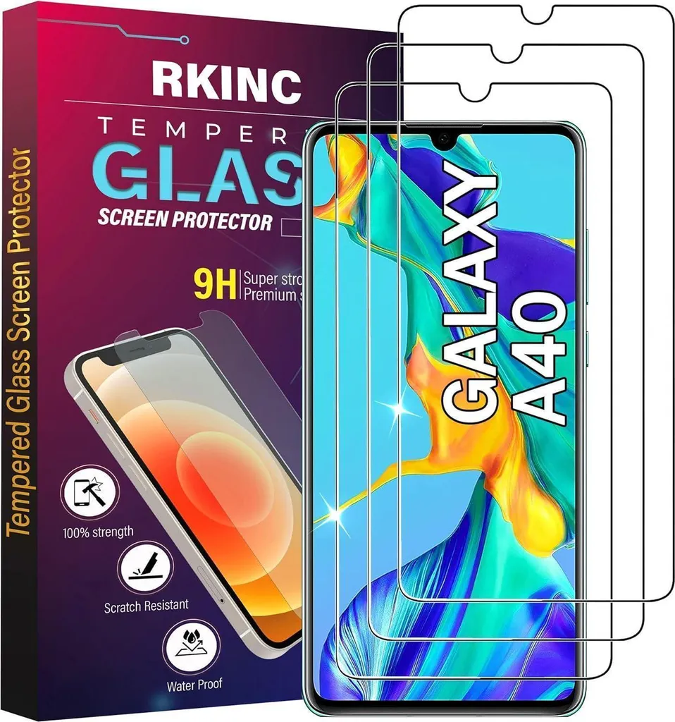 Set 3 Pellicole Vetro Temperato Samsung A40 SM-A405F Blindato HD