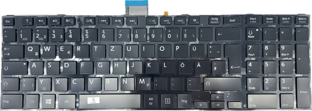 DE Schwarz glänzend Tastatur mit Beleuchtung kompatibel für Toshiba Satellite Pro C70-A