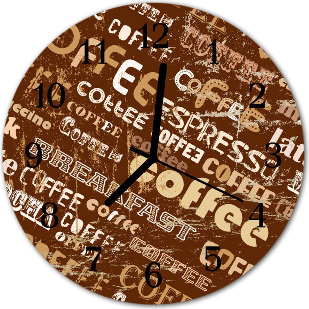 Glasuhr Wanduhr Küchenuhr Echt-Glas 30fi cm Kaffee braun