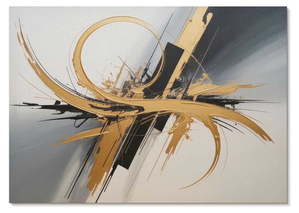 POSTER - 29x21 cm (A4) - Luxo - Dynamisches Muster aus beigen und schwarzen Linien - Wandbild für Wohnzimmer Schlafzimmer & Flur, Modernes Poster ...
