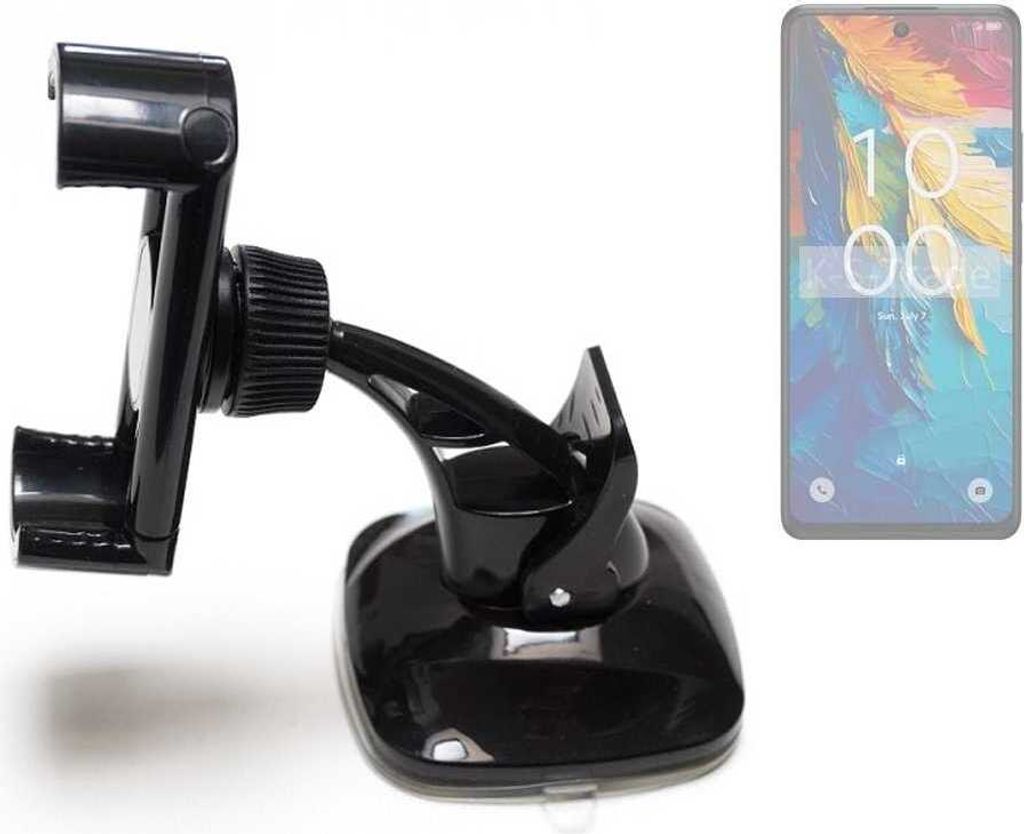 K-S-Trade kompakte Handy-Halterung Windschutzscheibe kompatibel mit TCL 50 Pro NXTPAPER 5G Armaturenbrett schwarz Autohalterung KFZ Halter