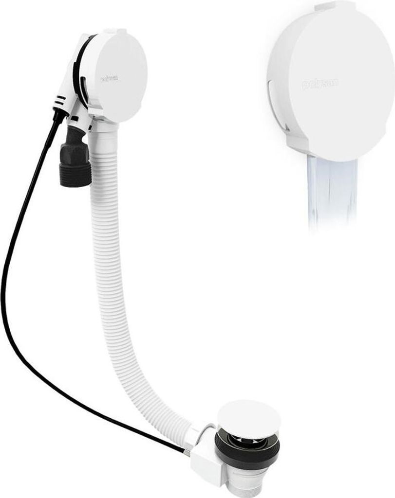 Ablaufgarnitur mit Einlauf, weiß, Länge 600mm, Stopfen 72mm