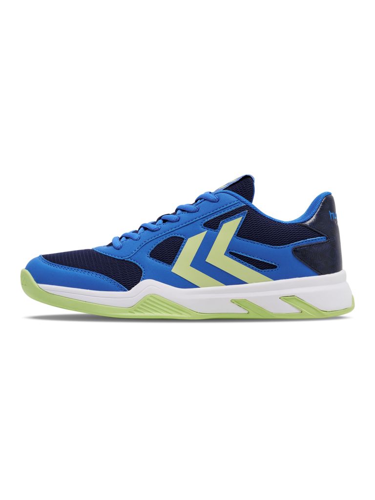 Hummel Teiwaz V Indoor Hallenschuhe Handballschuhe Sportschuhe blau/grün/weiß 226291-7002, Schuhgröße:37 EU