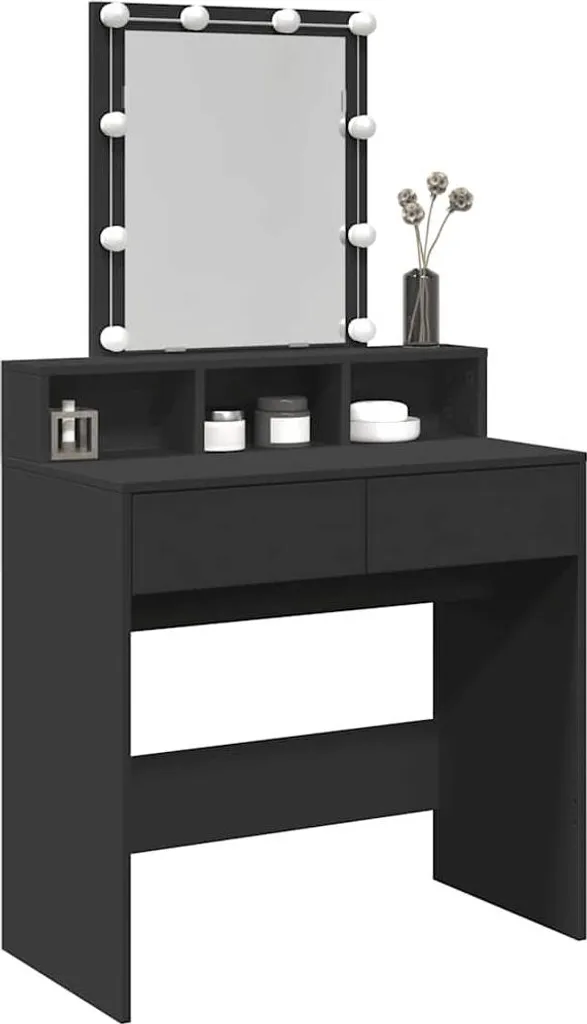 vidaXL Tavolino da toilette con illuminazione a LED nero 80x41x144,5 cm