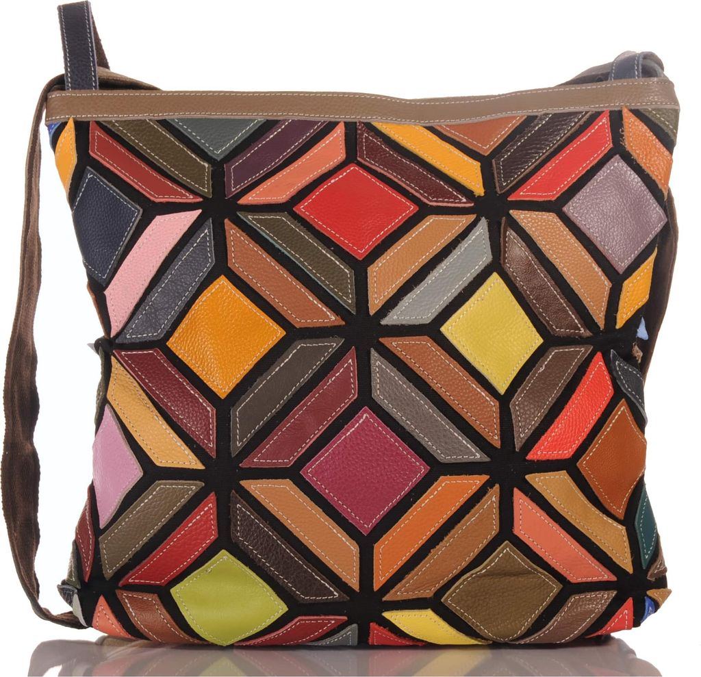 Damen Leder Patchwork Umhängetasche Shopper Schultertasche Rucksack 30667