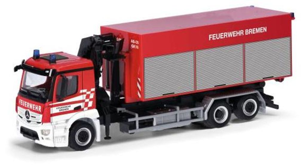 Herpa MB Antos M Wechsellader-LKW Feuerwehr Bremen 098151