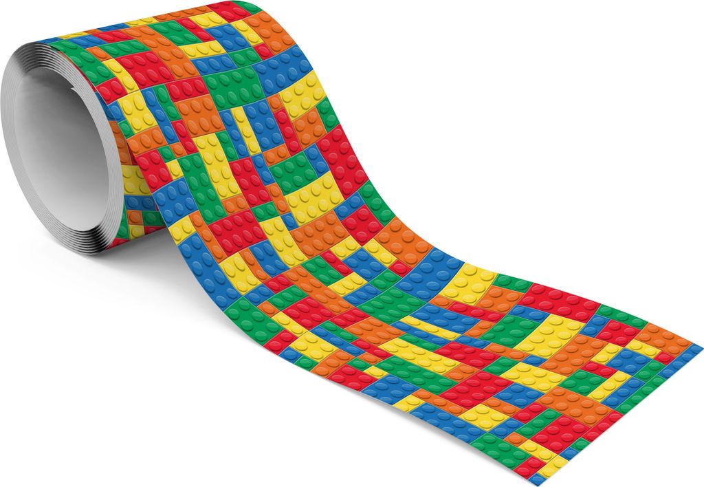 Muralo Selbstklebende Bordüre Tapetenbordüre für Kinder bunte BLÖCKE Wanddeko