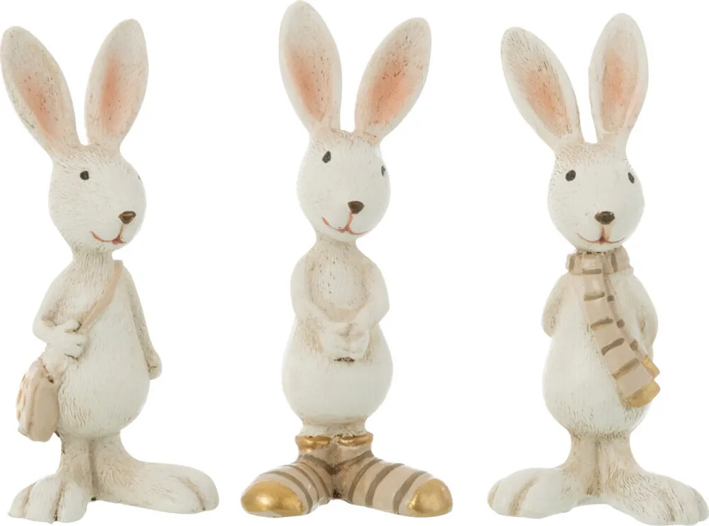 Décoration de Table Pâques Lapin Habillé J-Line - Ambiance Maison Lot 3