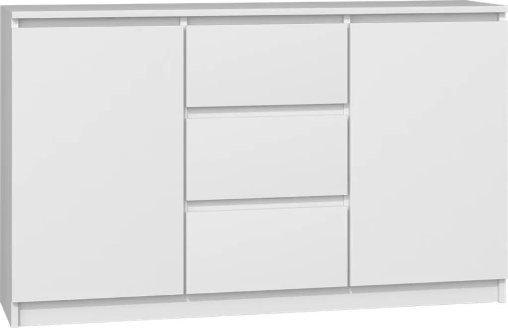 Sideboard Blanc Moderne 120 cm avec Grand Rangement et 3 Tiroirs