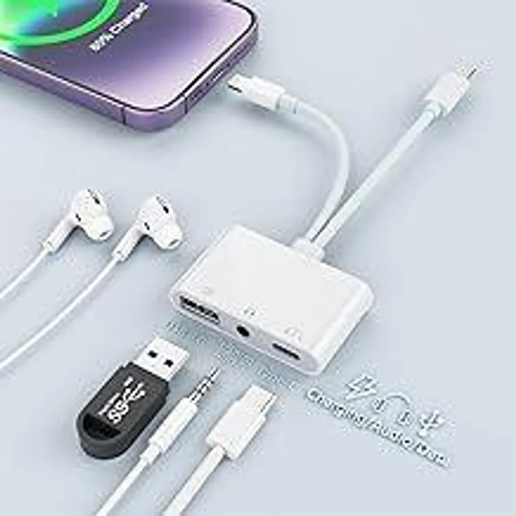 Hub USB-C iPhone 15 con Jack Audio e USB 3.0 | Adattatore OTG Ricarica