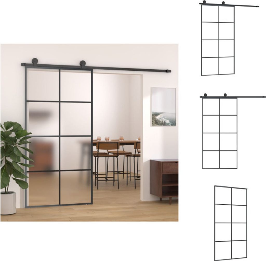 vidaXL Schiebetür mit Beschlag 102,5x205 cm ESG-Glas & Aluminium - Haustüren