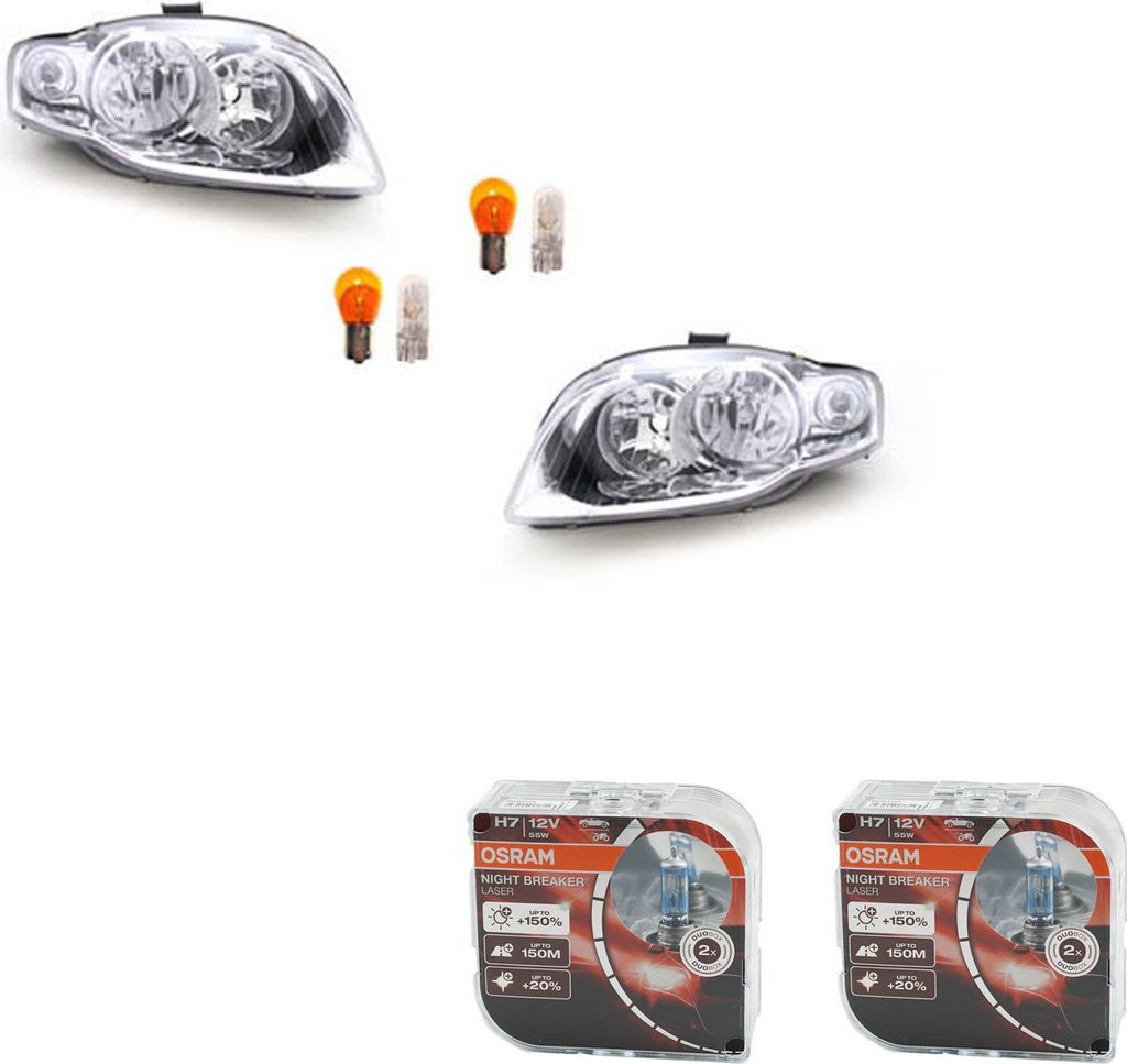 Johns, Scheinwerfer + Osram Night Breaker Laser passend für Audi A4 8E 11/04-06/08 L R 8E0941003BK 8E0941004BK