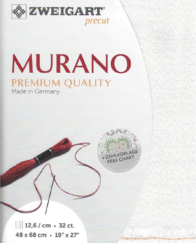 Zählstoff MURANO Zweigart Precut 32 ct. 3984 Farbe 11 weiß irise, Handarbeitsstoff für Stickerei 48x68 cm