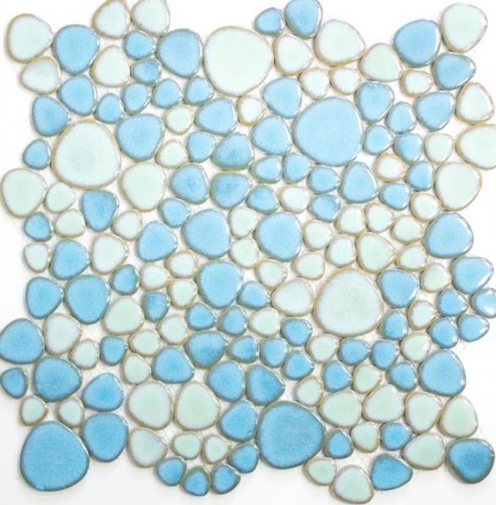 Kieselmosaik Pebbles Keramik türkisgrün hellblau Dusche Fliesenspiegel MOS12-0401_f | 10 Mosaikmatten