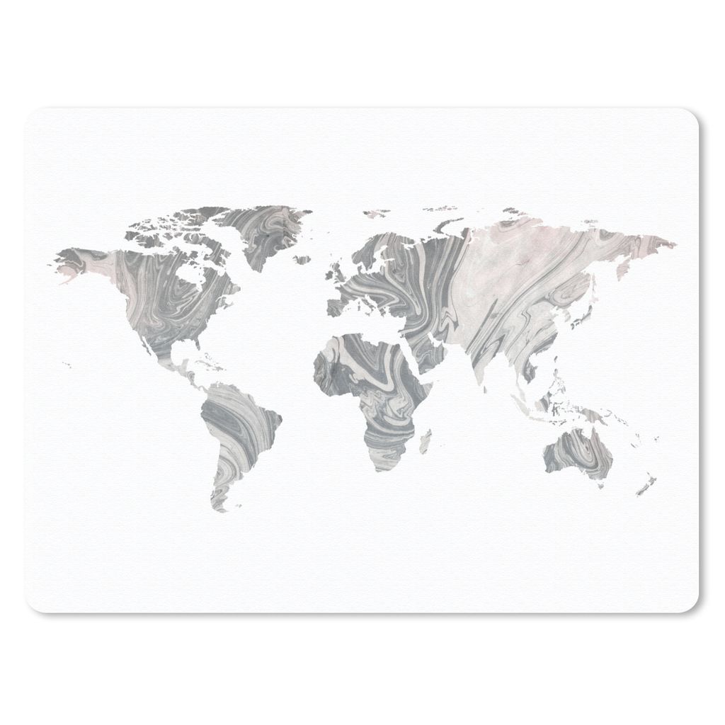 MuchoWow Mauspad Mousepad Weltkarte - Farbe - Grau 23x19 cm - Mousepads - Maus Mat - Pad - Mausunterlage - Schreibtischunterlage - Mauspad