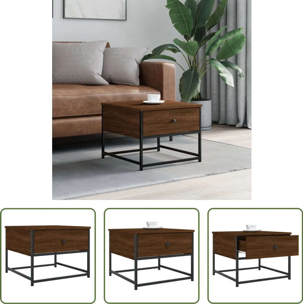 Tavolino Caffè 51x51 Rovere Marrone Design Moderno The Living Store