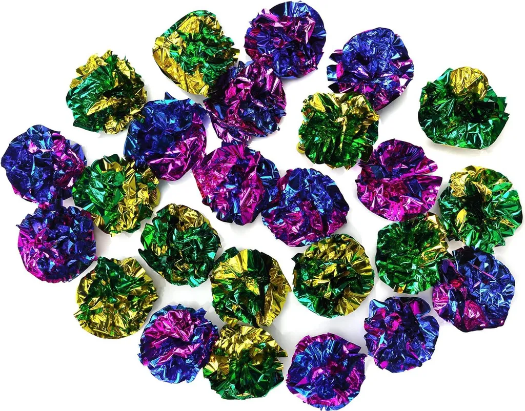 Balles Crépitantes pour Chat - Lot de 24 Jouets Mylar Multicolores