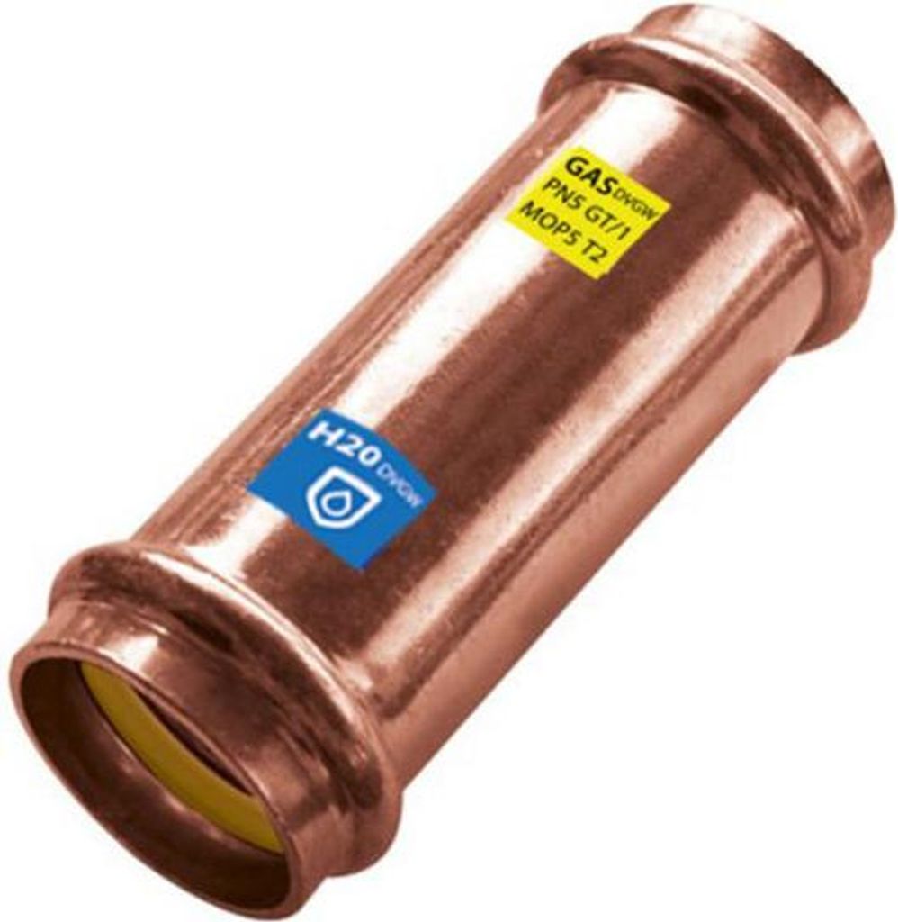 3 x Pressfitting Kupfer Kupplung - Muffe - Schiebemuffe, Größe V 22 (Pack à 3 Stück)