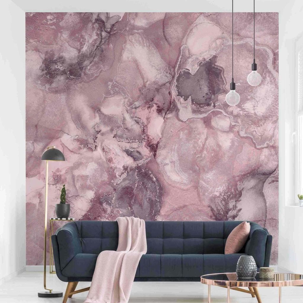 Fototapete Muster - Vliestapete - Bildtapete UV-beständig Design violett Steinoptik Abstrakt Wandtapete geruchsfrei