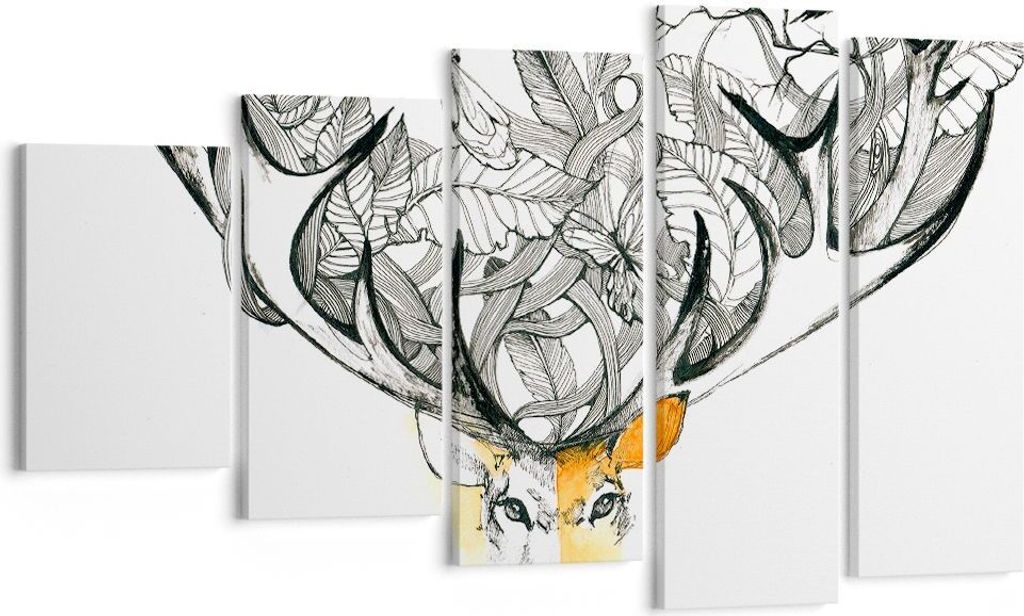 Bild auf Leinwand - Leinwandbild - Lieber Wilde Blumen Wald - 100x60cm - Wand Bild - Wanddeko - Leinwanddruck - Bilder - Kunstdruck - Wanddekoratio...