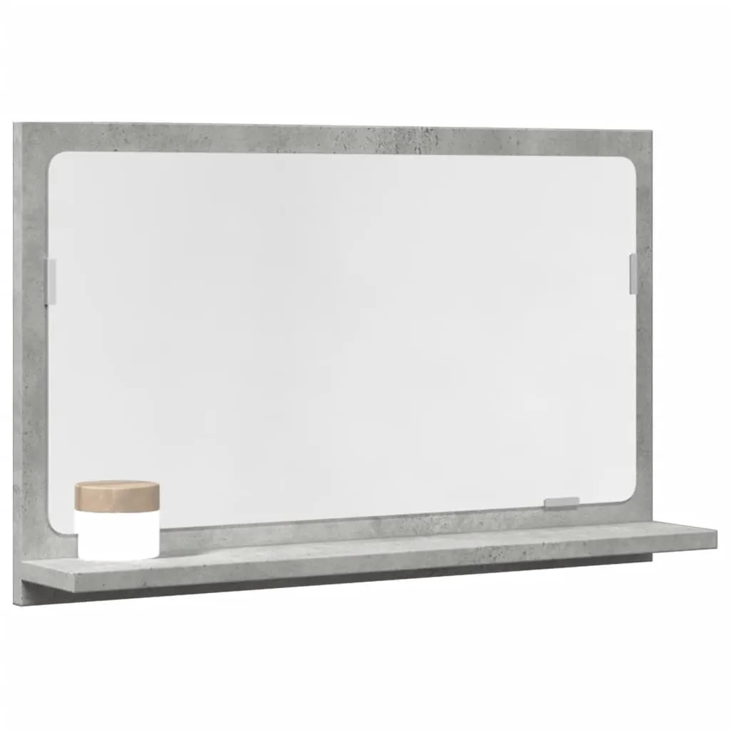Miroir Mural de Salle de Bain avec Étagère Intégrée Coloris Gris Béton