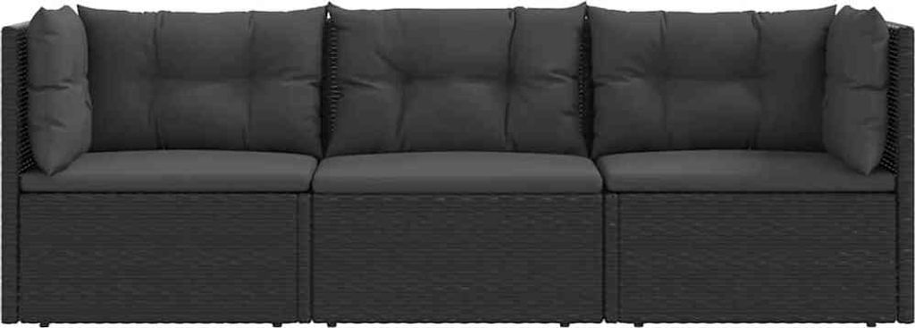 vidaXL 3-tlg. Garten-Lounge-Set mit Kissen Schwarz Poly Produktbild 3