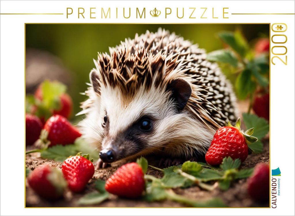 CALVENDO Puzzle Igelchen im Erdbeerfeld | 2000 Teile Produktbild 