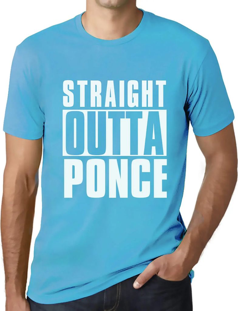 Herren Grafik T-Shirt Straight Outta Ponce Öko-Verantwortlich Vintage Jahrgang Kurzarm Lustige Druck Geburtstag Geschenk Mann