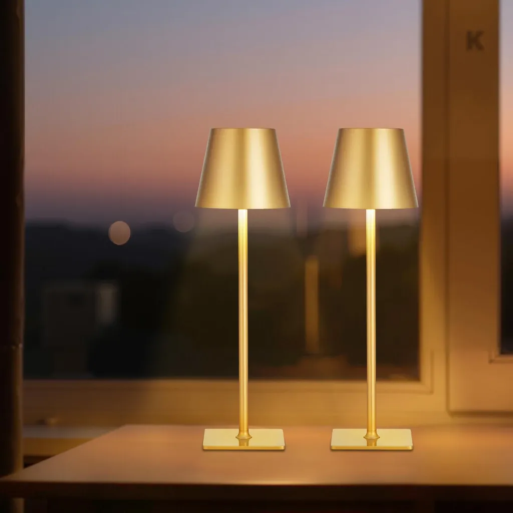 Lampe de Bureau Rechargeable LED Dorée avec Variation de Couleurs