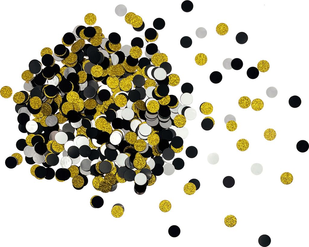 Oblique Unique Konfetti Rund Glitzer Streudeko Tisch Deko für Geburtstag Silvester Party Hochzeit JGA - schwarz gold silber