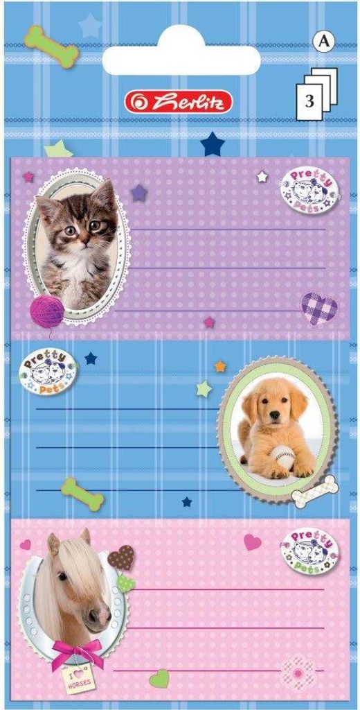 HERLITZ 10917326 Étiquettes en hêtre Pretty Pets 78 x 42 mm Image du produit 