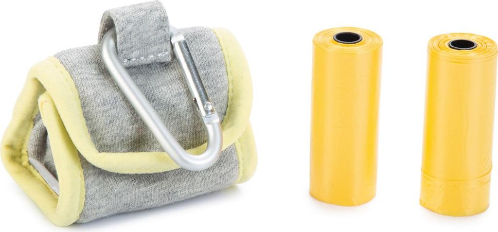 Beeztees Puppy Kottütenspender mit Tasche gelb