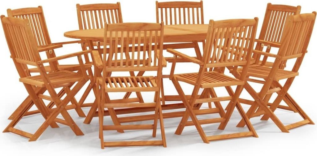 ZMH 9-tlg. Garten-Essgruppe Klappbar Massivholz Eukalyptus