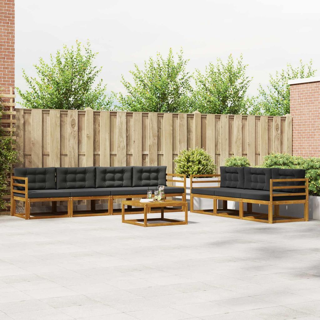 Outdoor-Sofagarnitur - VIDAXL - Terrassen-Sofa - mit Kissen - 8 pcs - Natur und Anthrazit